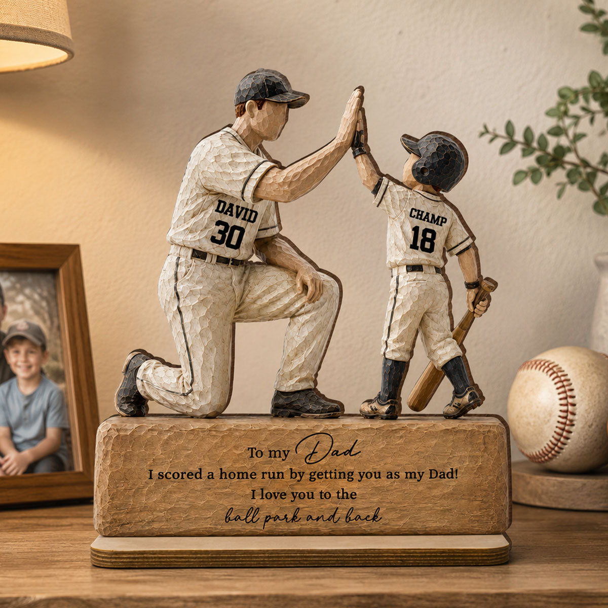 I Scored a Home Run with You as My Dad - Personalized 2-Layered Wooden Plaque - Gift for Dad from Son Daughter