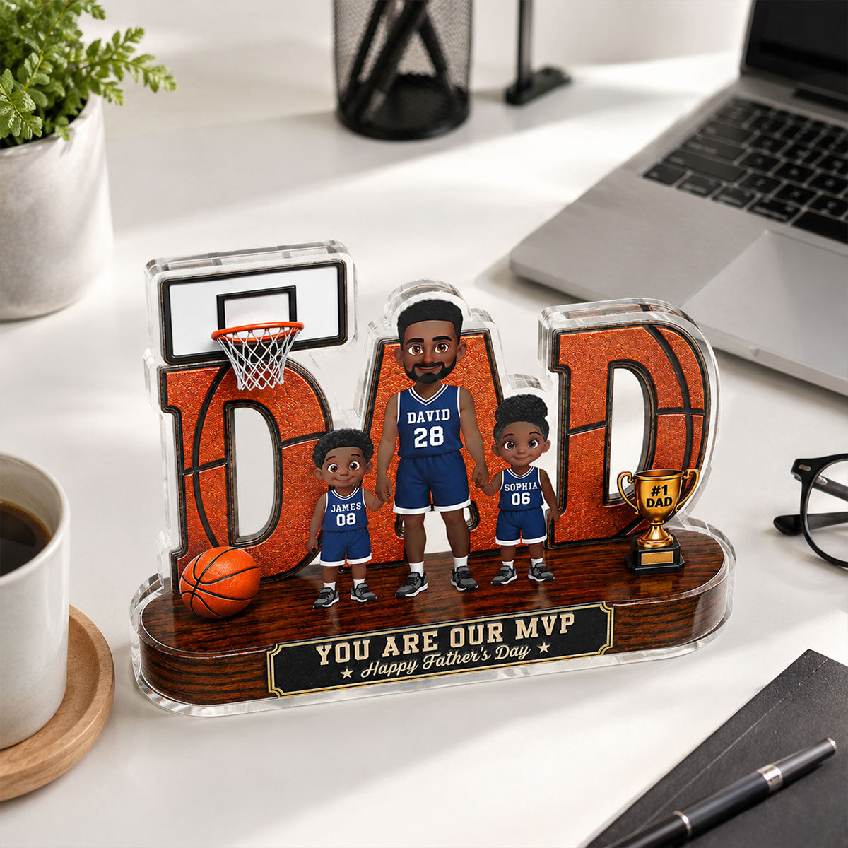 Basketball Dad Legend You Are Our MVP 2D Flat Printed - Personalized Acrylic Block Plaque - Gift For Dad, Husband, Basketball Fans