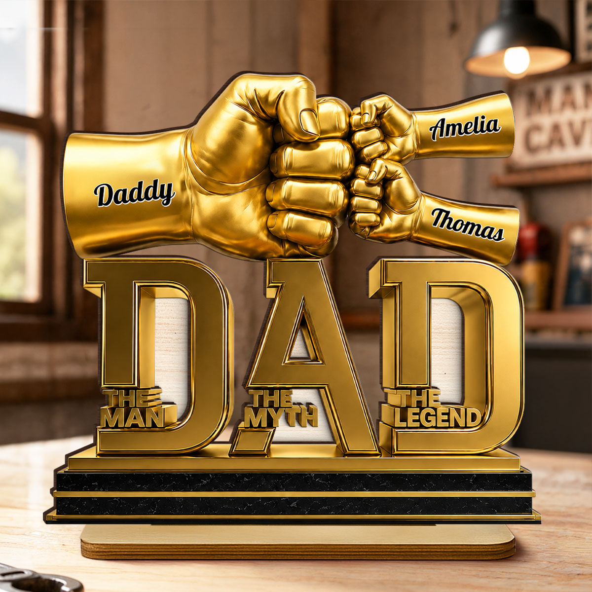 Dad The Man The Myth The Legend - Personalized 2-Layered Wooden Plaque - Gift for Dad, Husband