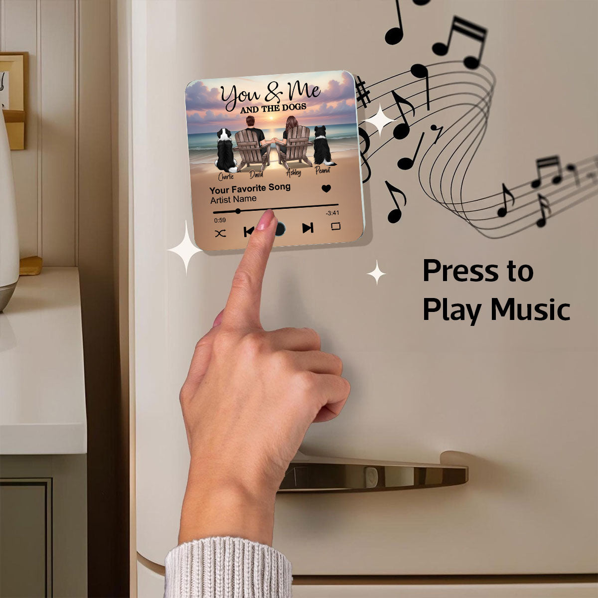 Couple You Me And The Dogs Cats Personalized Music Fridge Magnet, Heartfelt 2025 Gift For Couple, Dog Lovers, Cat Lovers, Pet Lovers