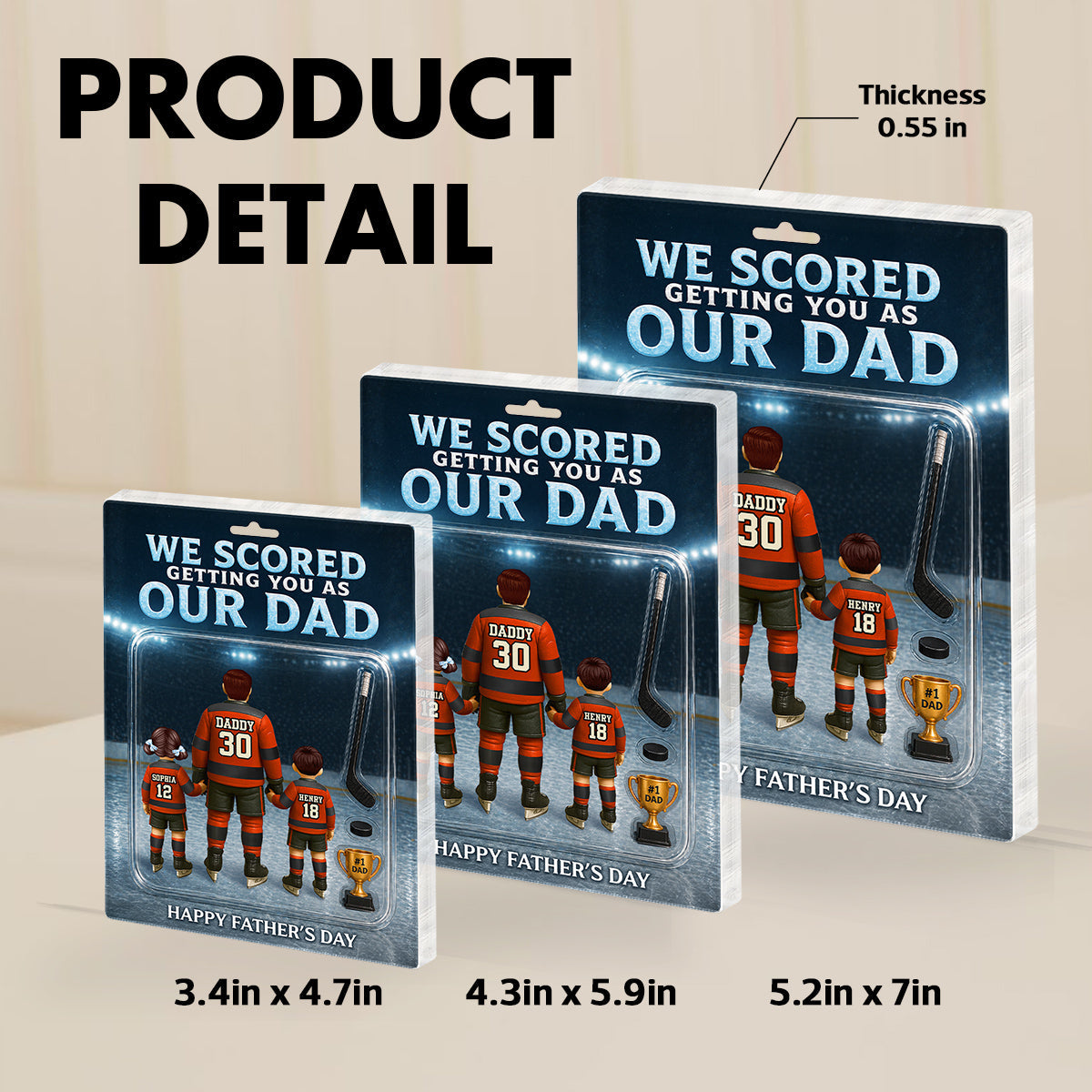 Hockey Dad We Scored Getting You As Our Dad - Personalized Acrylic Block Plaque - Gift For Hockey Dad, Husband