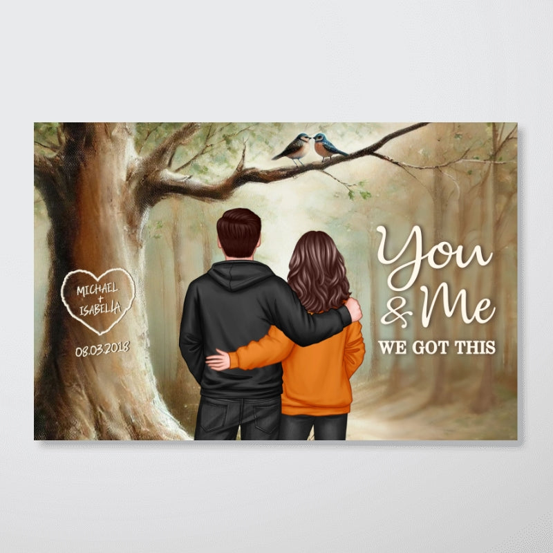 Couple Birds On Tree Personalized Poster, Anniversary, Gift for him, Gift for her