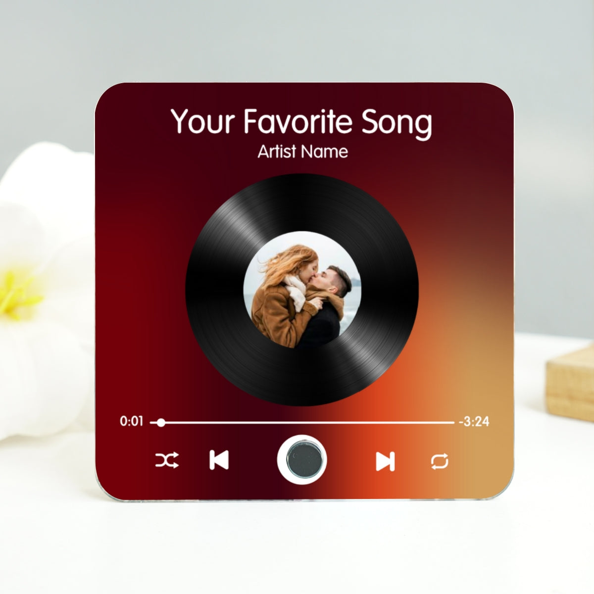 Custom Photo & Favorite Song Disc Personalized Music Fridge Magnet, Gift For Couple