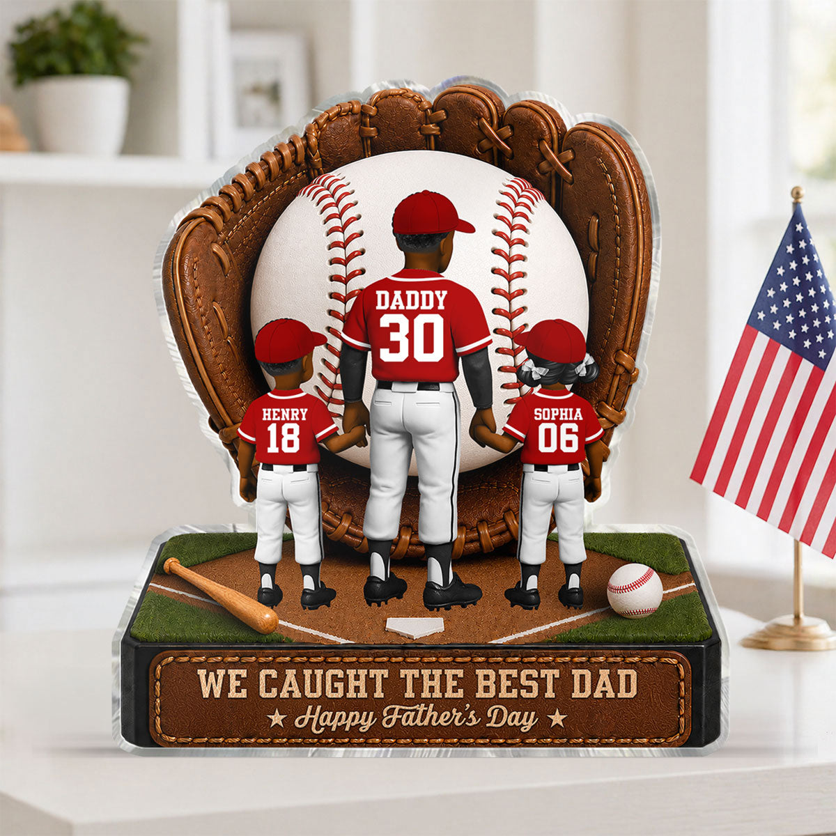 Baseball Dad Legend We Caught The Best Dad - Personalized Acrylic Block Plaque - Gift For Dad