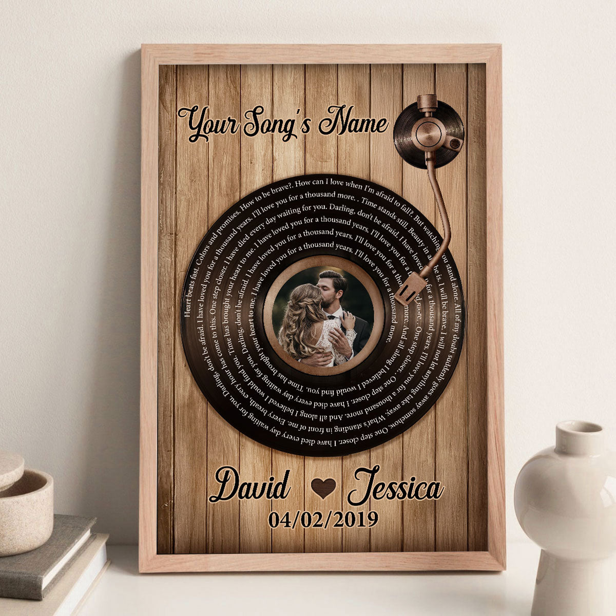 Upload Photo Vinyl Record Custom Song Lyrics Personalized Poster, Anniversary Wedding Gift For Her, For Him, For The Couple