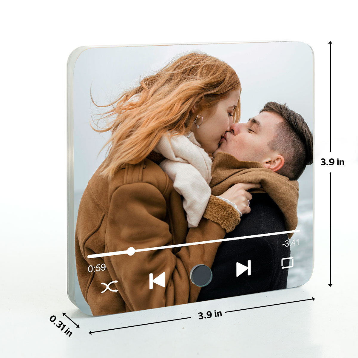 Couple Custom Photo Personalized Bluetooth Music Fridge Magnet, Gift For Couple