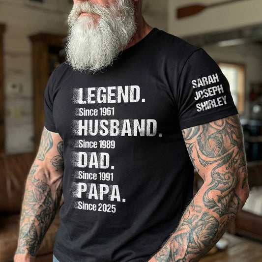Legend Husband Dad Papa - New Vintage Version - Up To 12 Names - Personalized Shirt