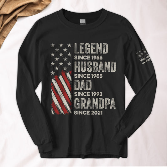 Father's Day Gifts, Legend, Husband, Dad And Grandpa - Custom Long Sleeve T-Shirt