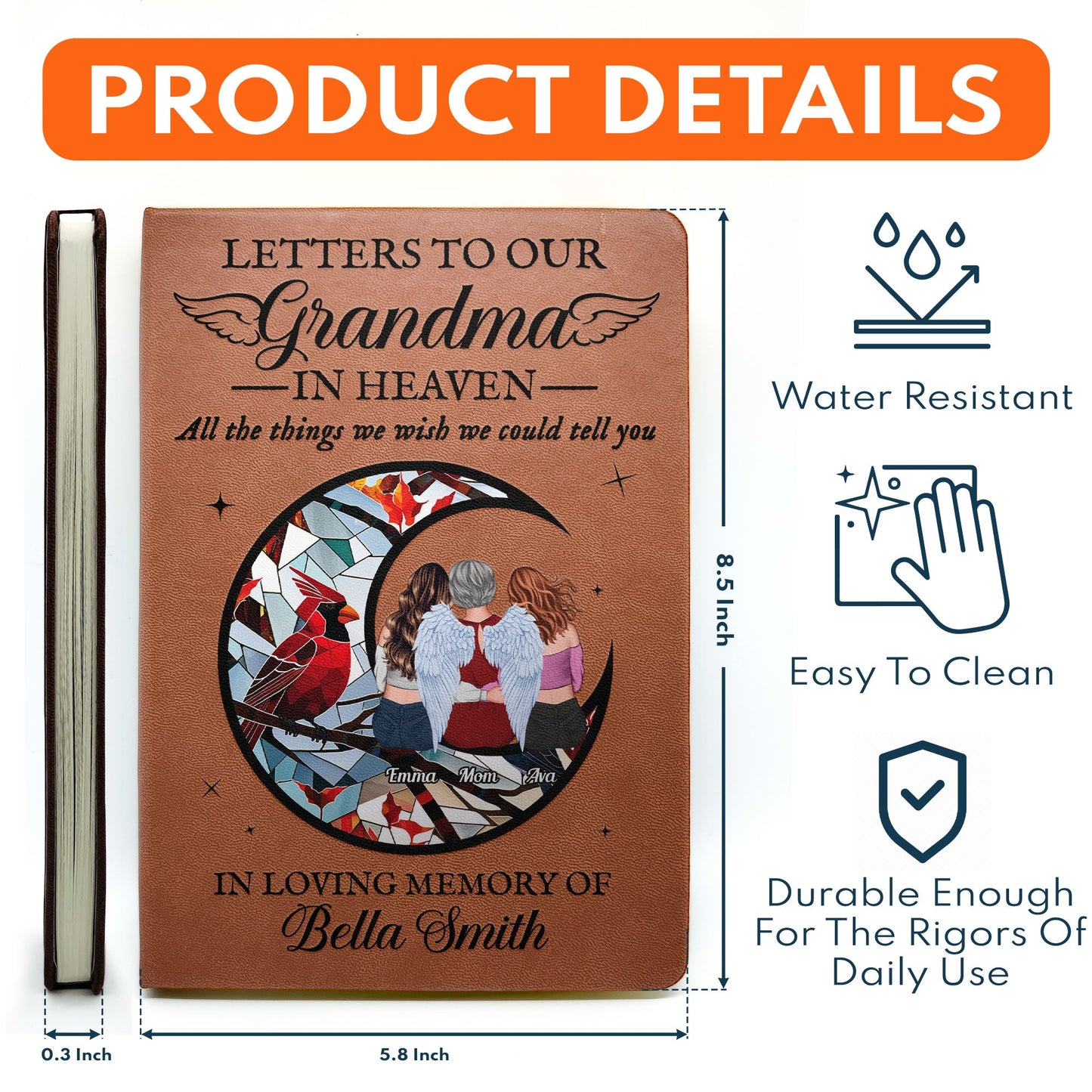 Letters To Loved One In Heaven - Personalized Leather Journal