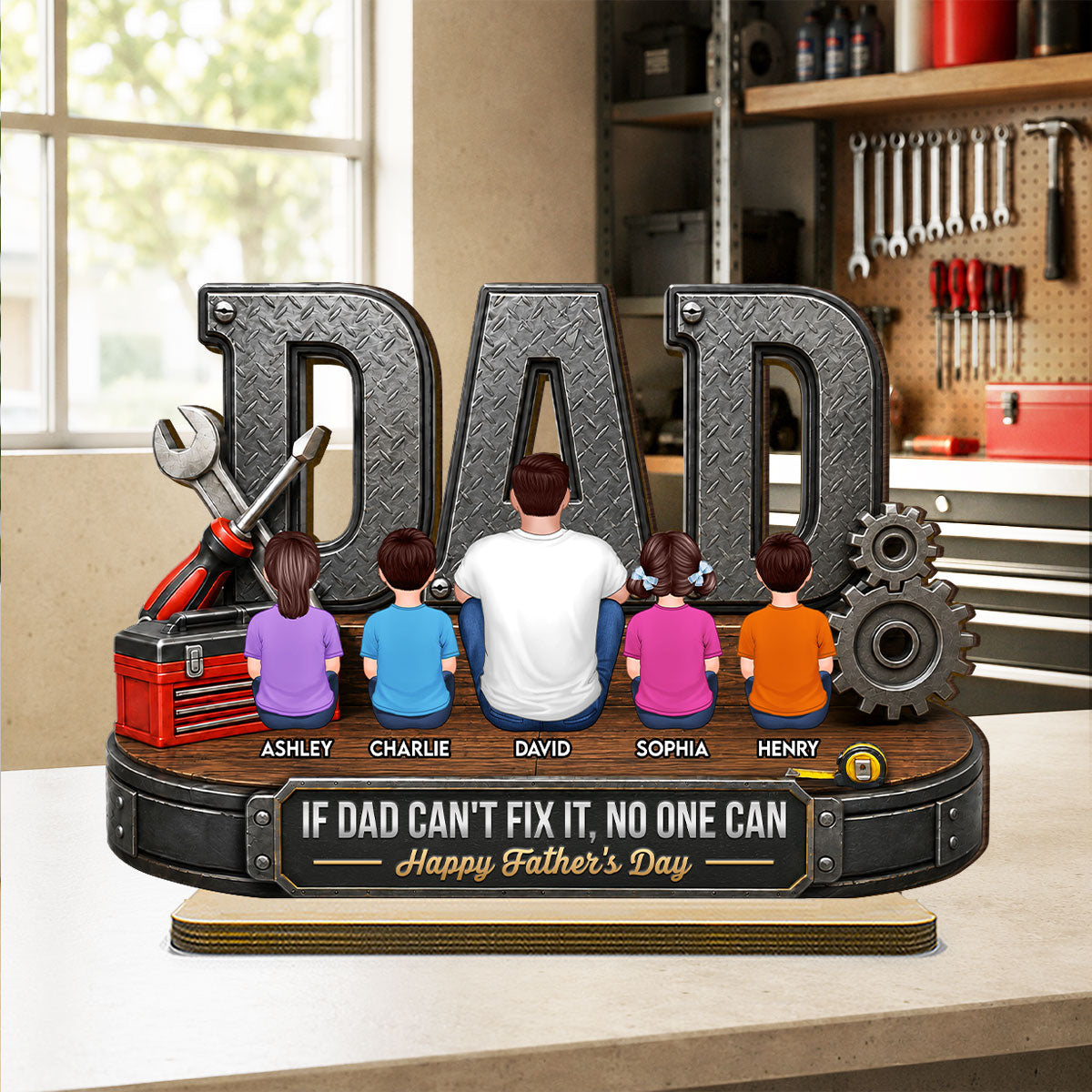 If Dad Can't Fix It No One Can - Personalized 2-Layered Wooden Plaque - Gift For Dad, Husband, DIY Dad, Handyman