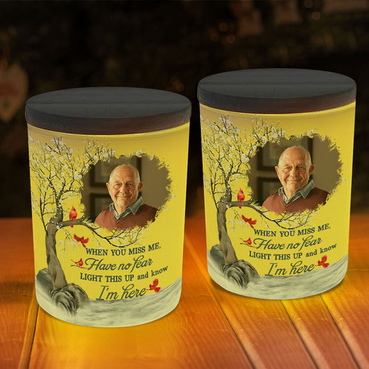 Light This Up & Know I'm Here Memorial Gift - Personalized Photo LED Tea Light Holder