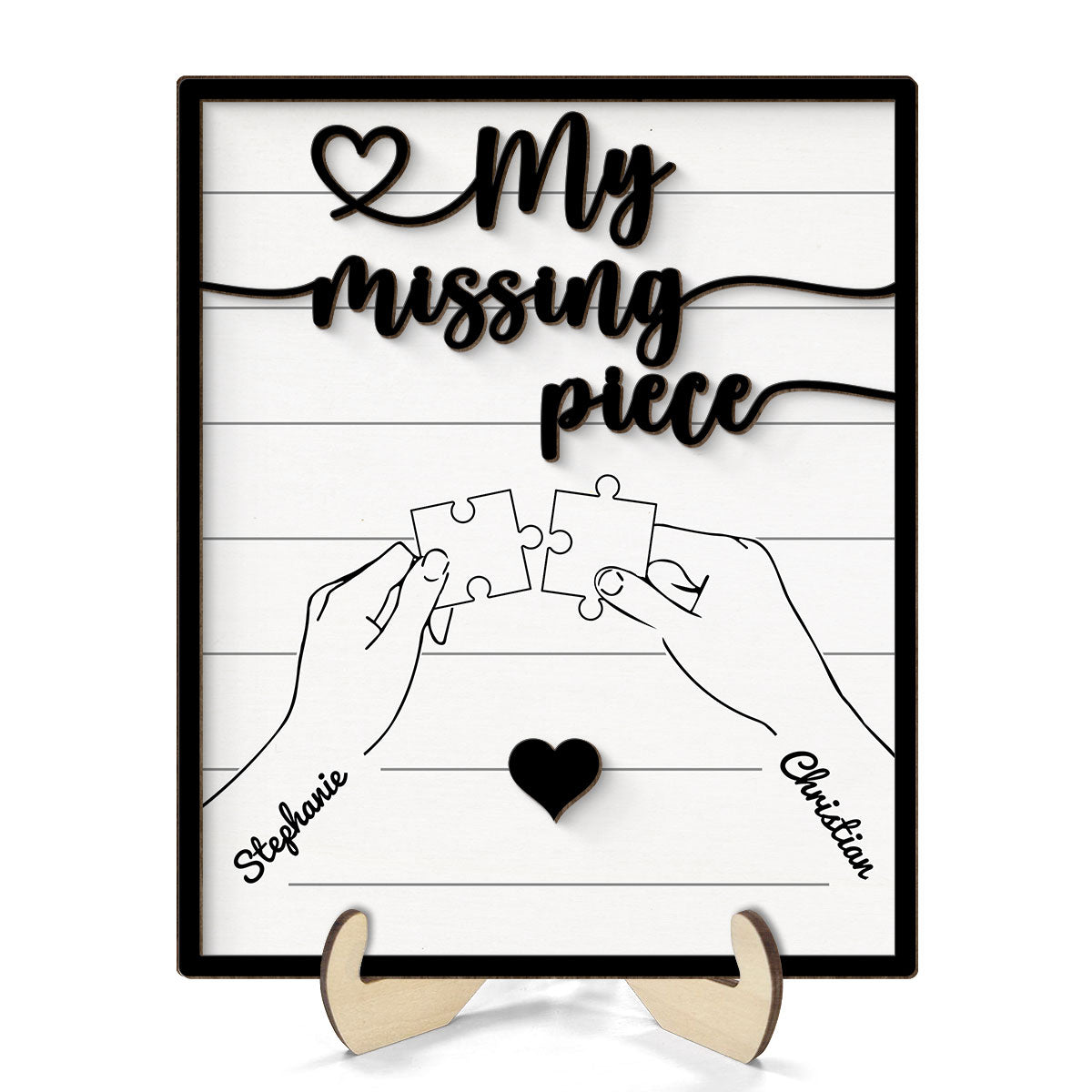 Couple Hands Holding Puzzle Personalized 2-Layer Wooden Plaque, Gift For Him, Gift For Her