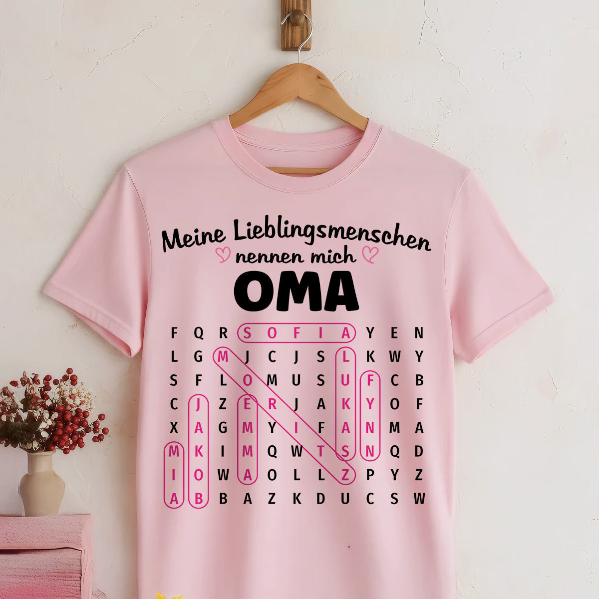 Meine Lieblingsmenschen nennen mich Oma Wortsuchrtsel – Personalisiertes Shirt – Geschenk fr Oma