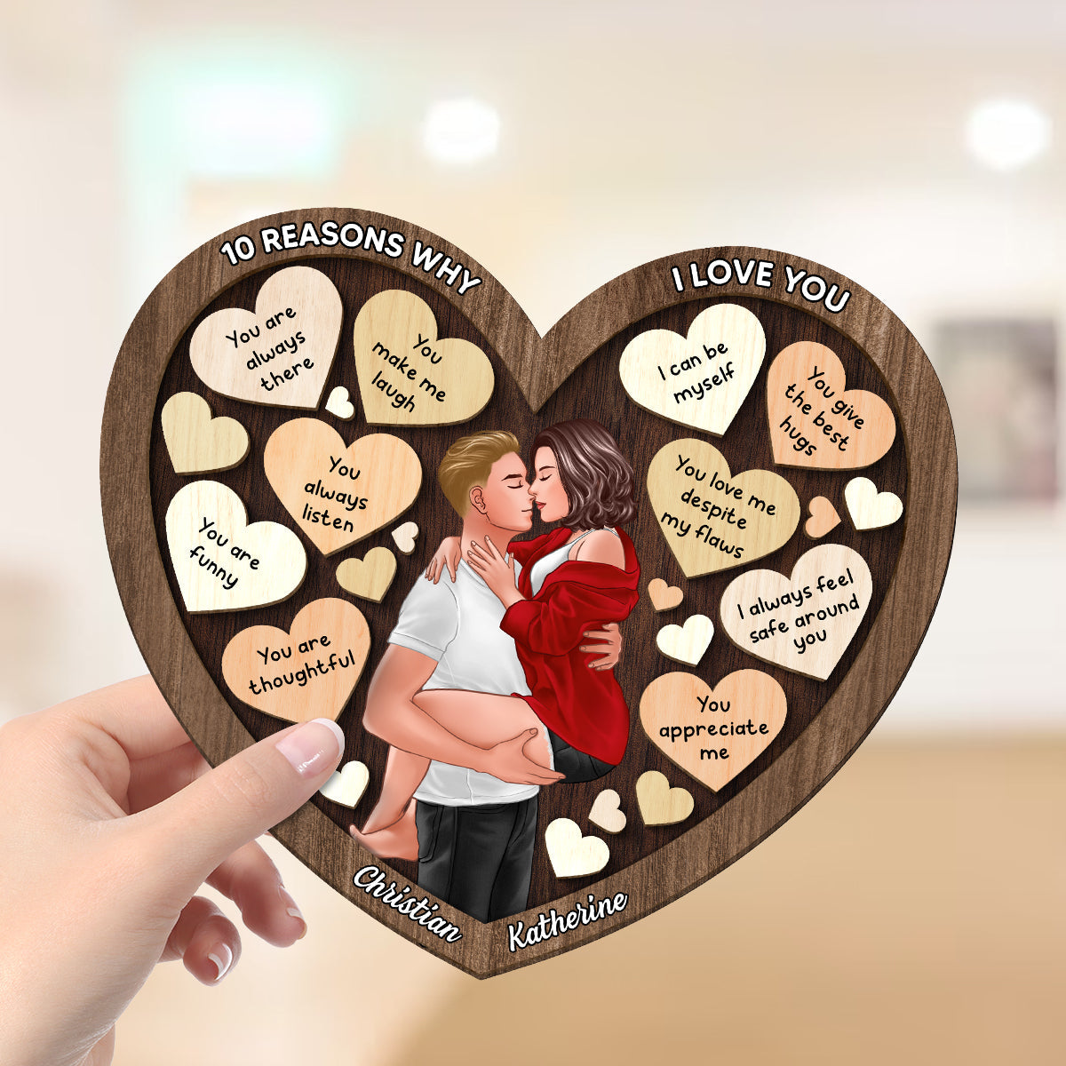 Couple Kissing Passionate In Heart Reasons Why I Love You, Gift For Him, For Her
