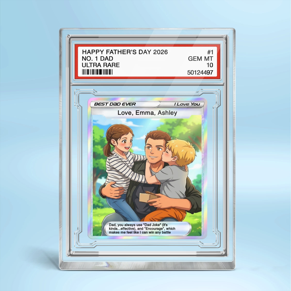Best Dad Ever Trading Card Cartoon Style - Personalized Acrylic Block Plaque - Gift For Dad, Husband