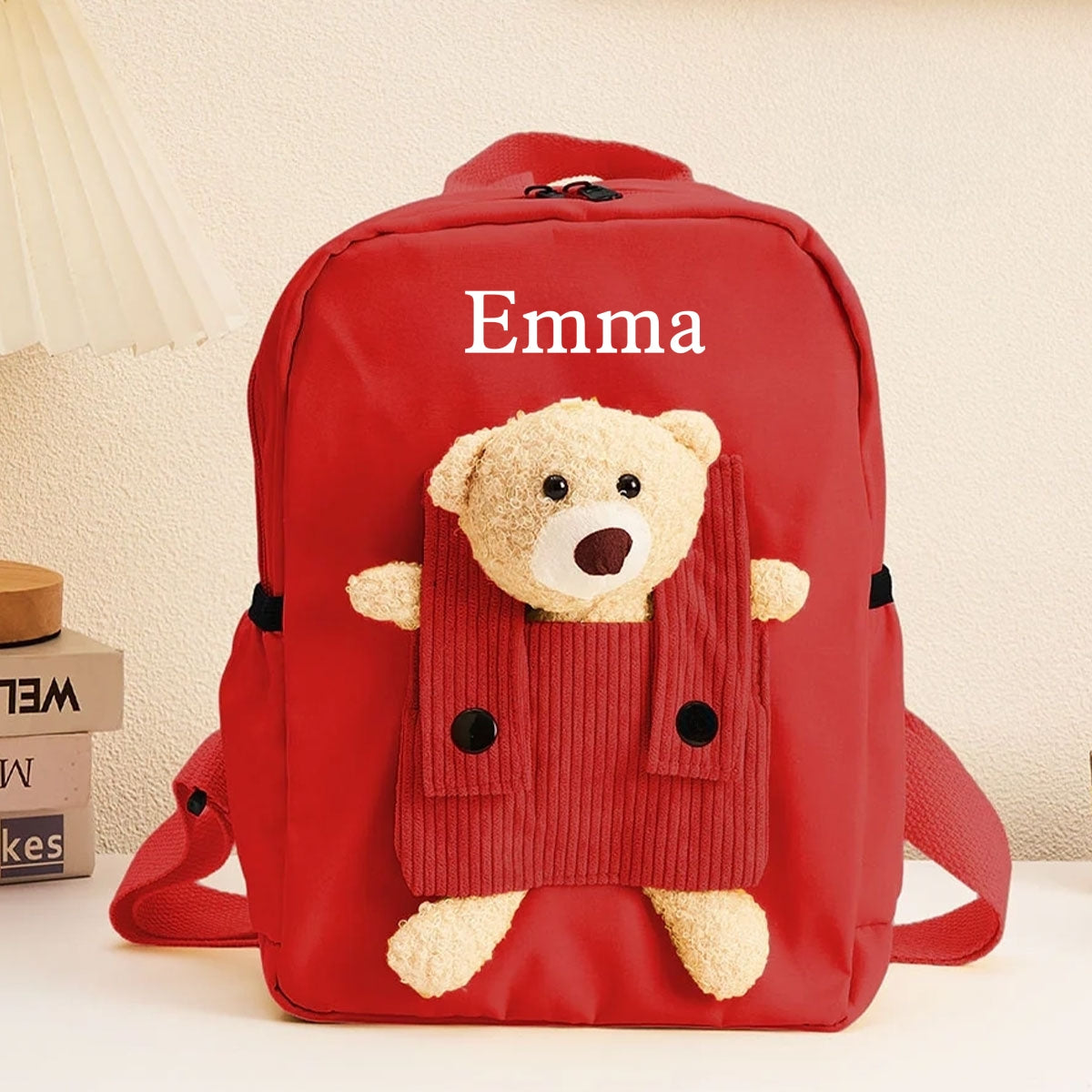 Cute Teddy Bear Nursery Backpack School Bag with Printed Kid’s Name, Back to School Gift for Kids