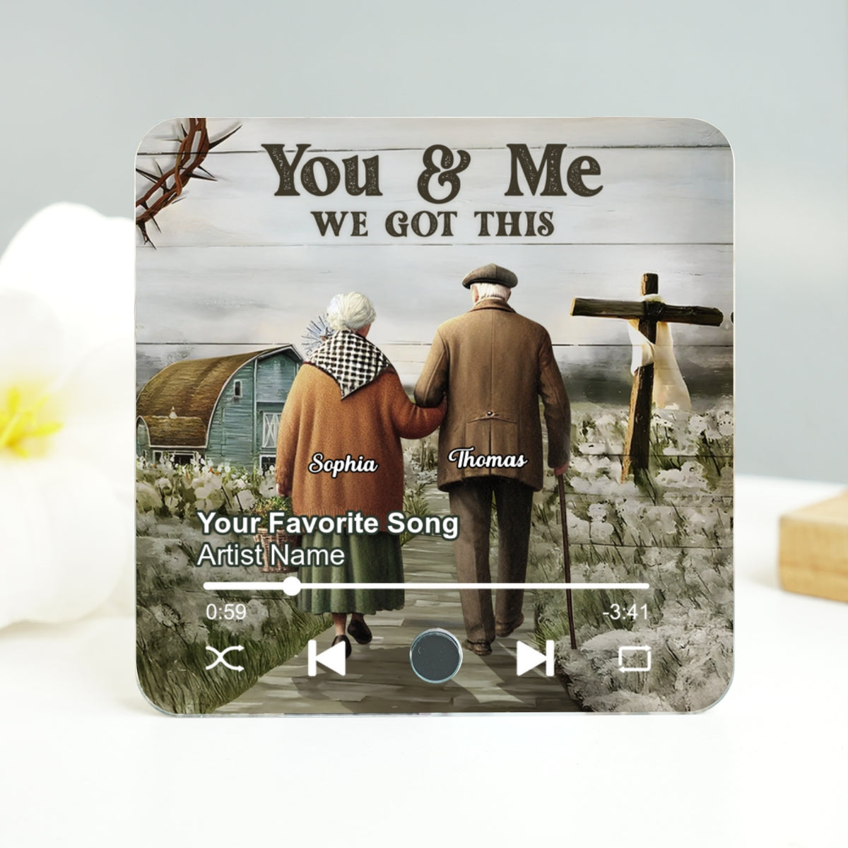 God Knew My Heart Needed You Old Couple Personalized Music Fridge Magnet, Anniversary Gift For Him, For Her