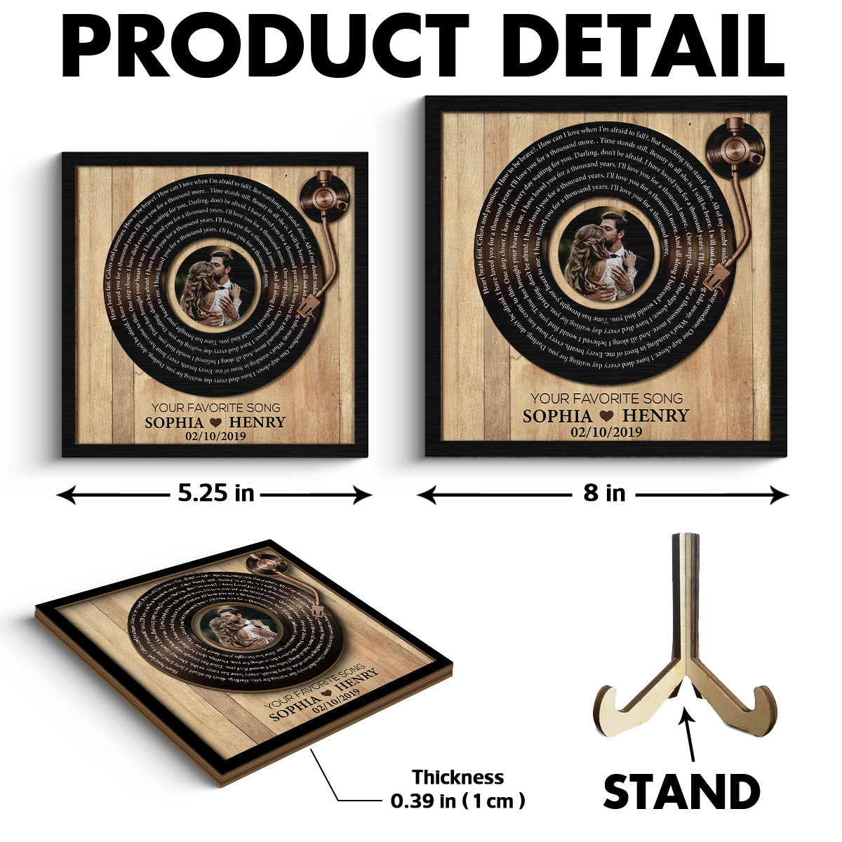 Upload Photo Vinyl Record Custom Song Lyrics Personalized 2-Layer Wooden Plaque, Anniversary Wedding Gift For Her, For Him, For The Couple
