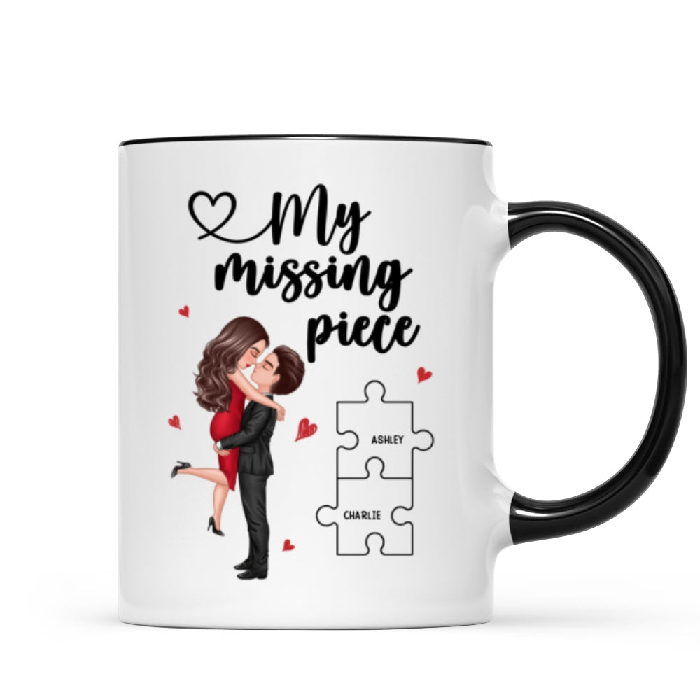 My Missing Piece Couple Hugging Kissing Valentine‘s Day Gift For Her Gift For Him Personalized Mug