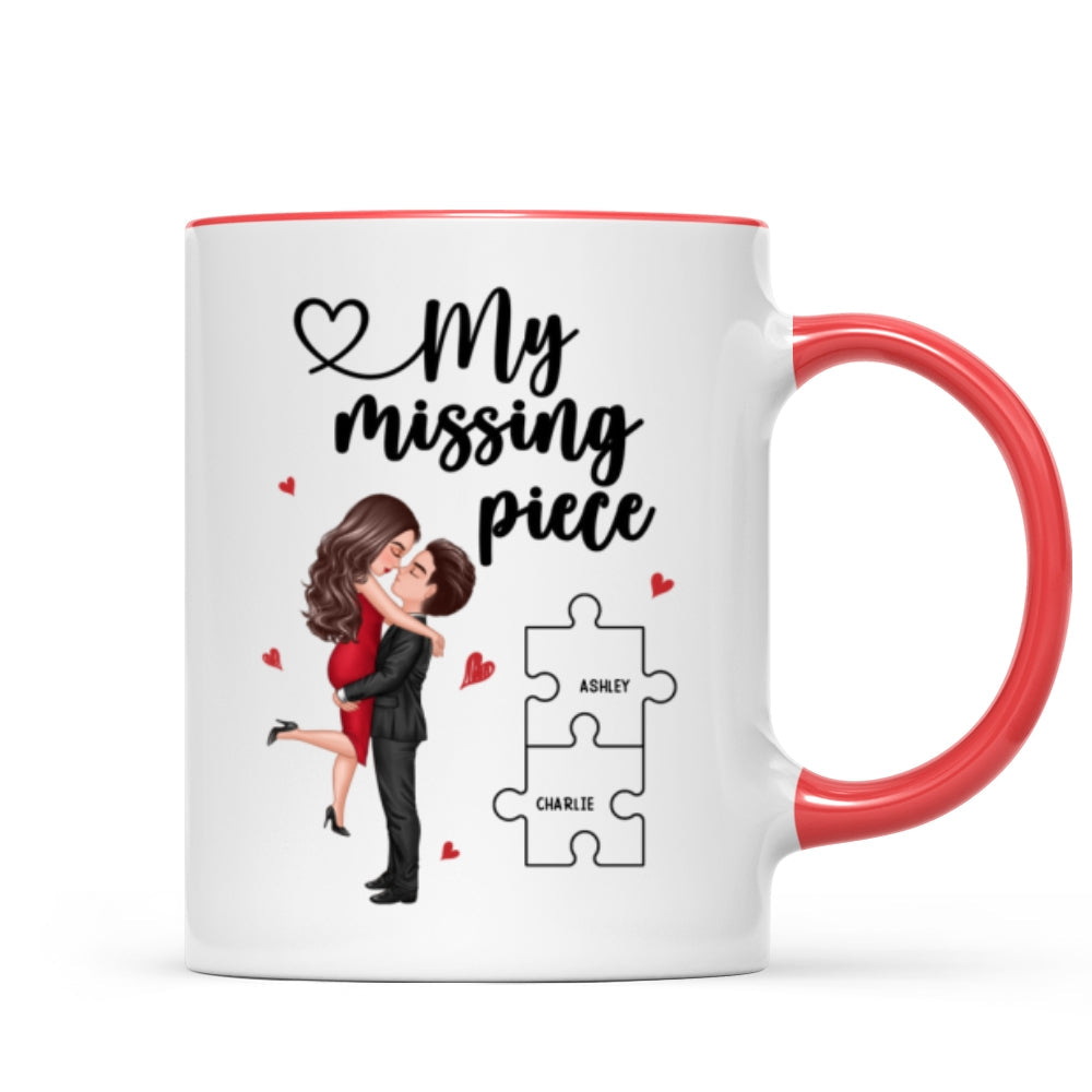 My Missing Piece Couple Hugging Kissing Valentine‘s Day Gift For Her Gift For Him Personalized Mug
