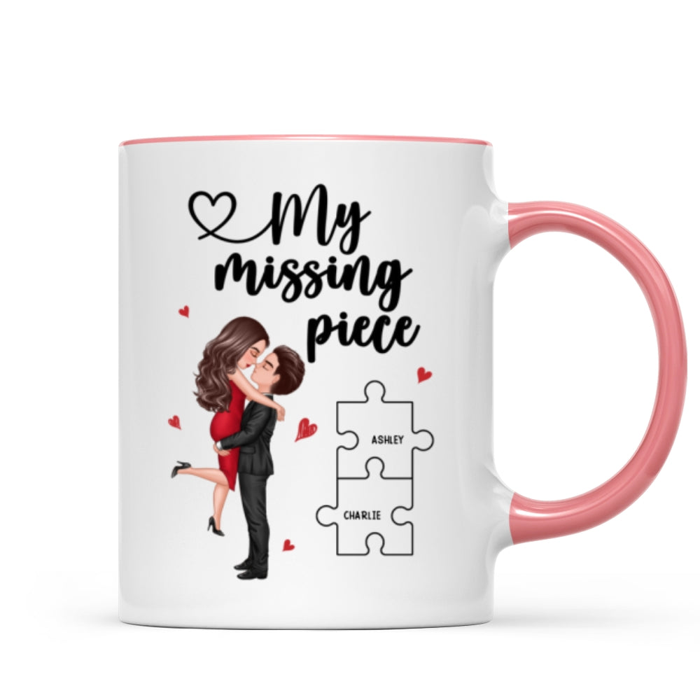 My Missing Piece Couple Hugging Kissing Valentine‘s Day Gift For Her Gift For Him Personalized Mug