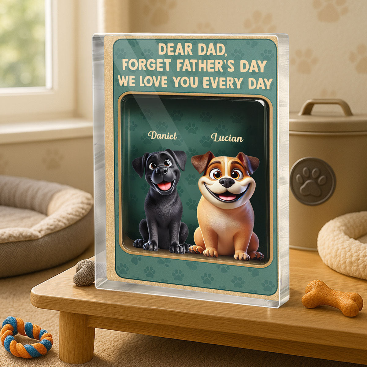 Forget We Love You Every Day Cute Dog Figures Style Personalized Acrylic Block Plaque