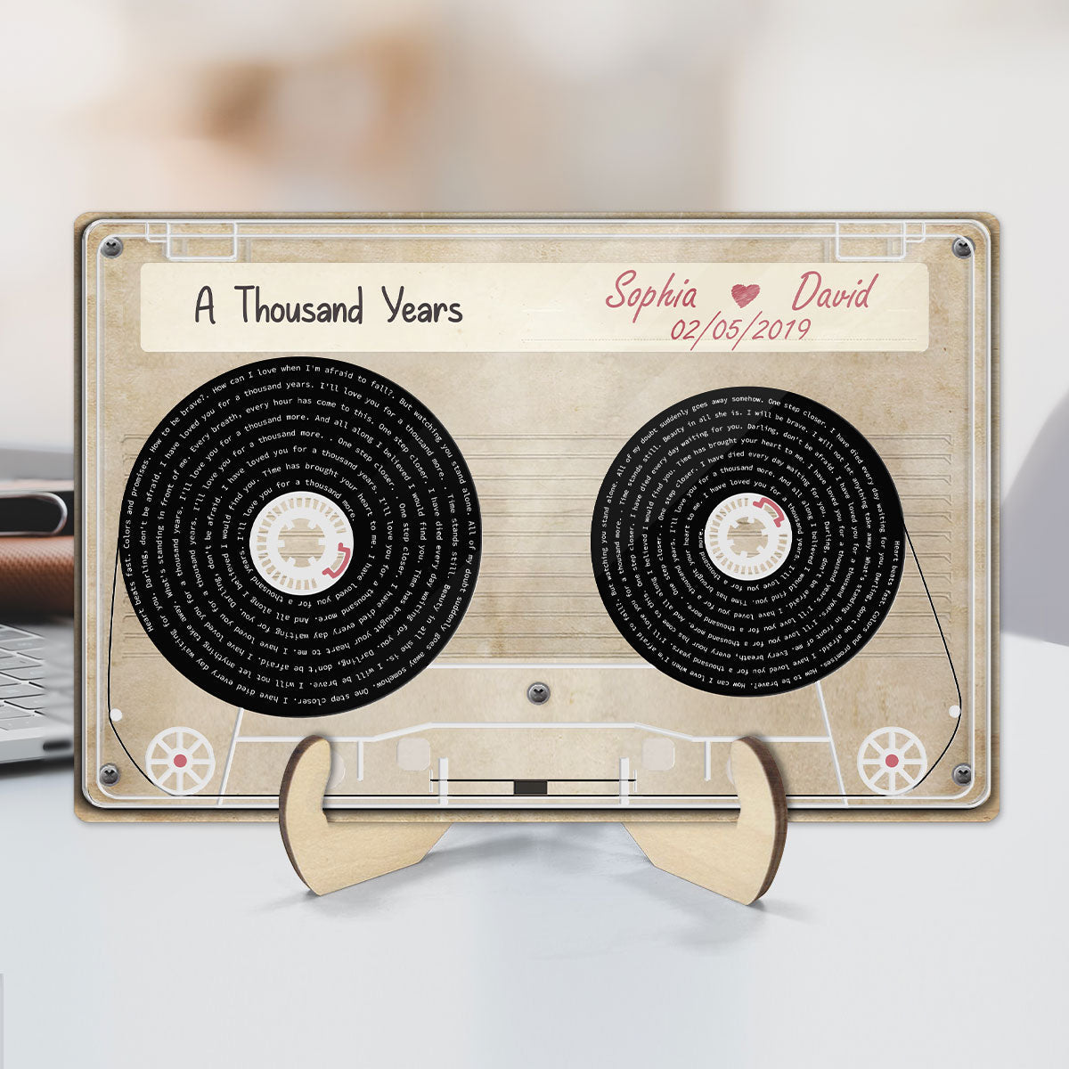 Couple Favorite Song Lyrics Cassette Tape Valentine's Day, Wedding, Anniversary, Unique Gift for Him or Her Personalized 2-Layer Plaque