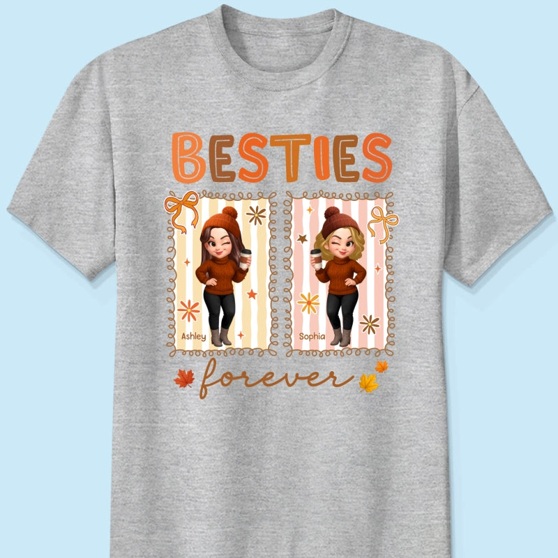 Besties Sisters Forever Fall Season Coquette Bow Personalized Sweatshirt