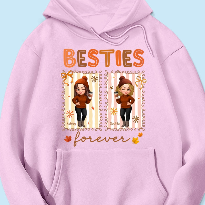 Besties Sisters Forever Fall Season Coquette Bow Personalized Sweatshirt
