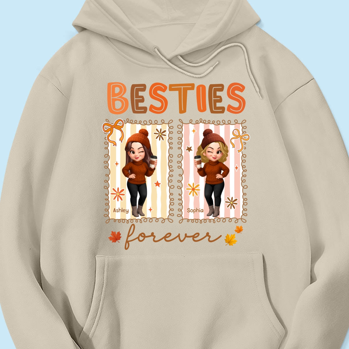 Besties Sisters Forever Fall Season Coquette Bow Personalized Sweatshirt