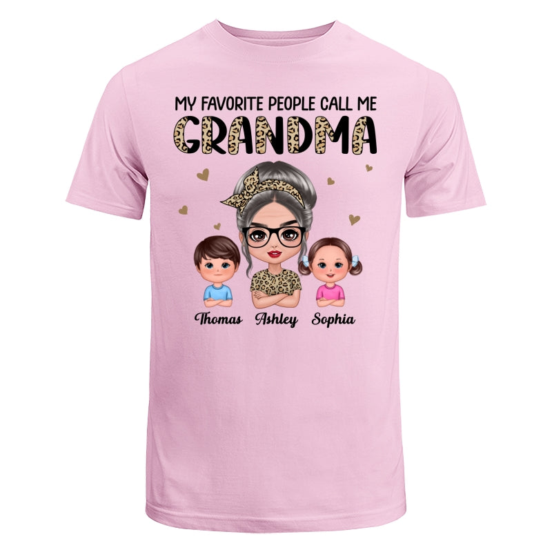 Favorite People Call Me Grandma Half Leopard Doll Grandma & Grandkids Personalized Shirt