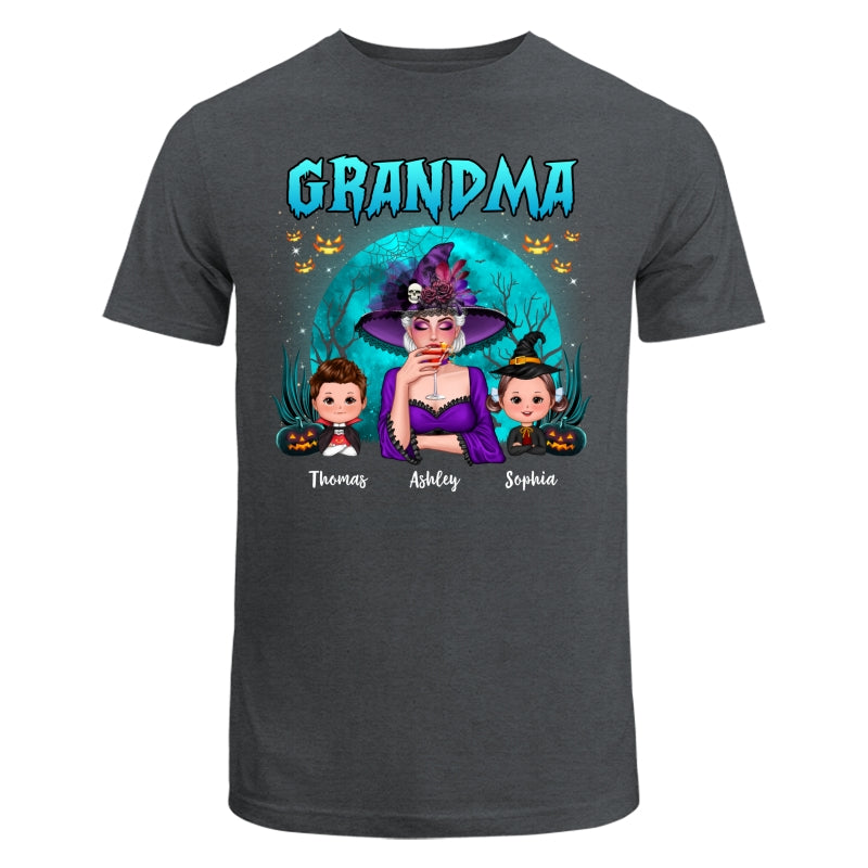 Halloween Grandma Mom Kids Teal Moon Personalized Shirt