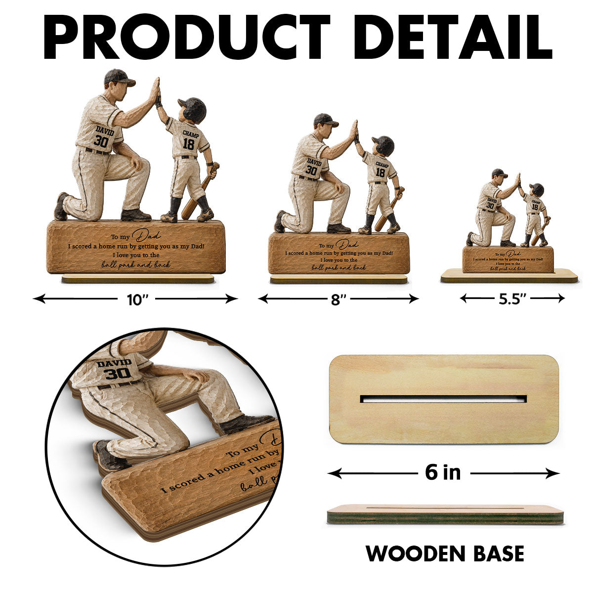 I Scored a Home Run with You as My Dad - Personalized 2-Layered Wooden Plaque - Gift for Dad from Son Daughter