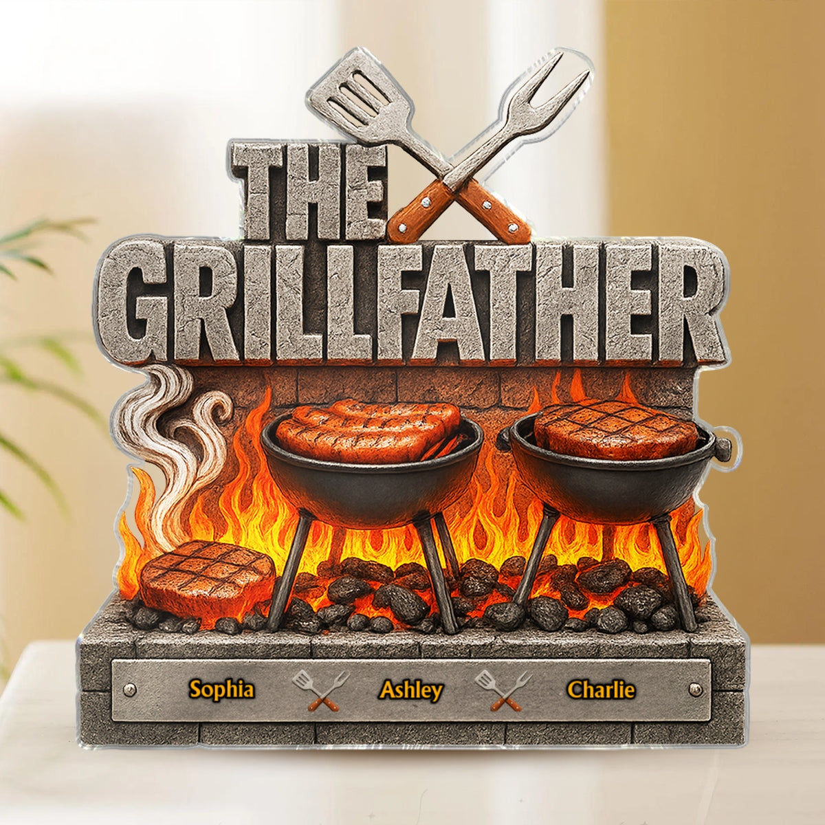 The Grillfather Personalized Custom Shaped Acrylic Block, gift