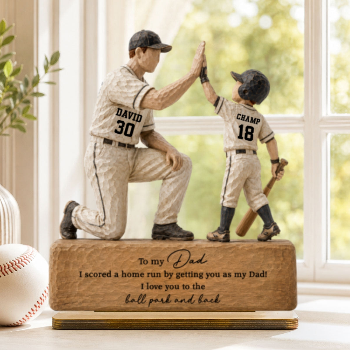 I Scored a Home Run with You as My Dad - Personalized 2-Layered Wooden Plaque - Gift for Dad from Son Daughter