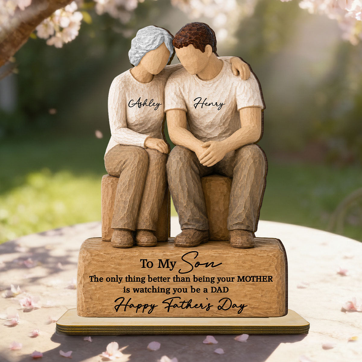 To My Son Watching You Be A Dad From Mom 2D Flat - Personalized 2-Layered Wooden Plaque - Gift For Son