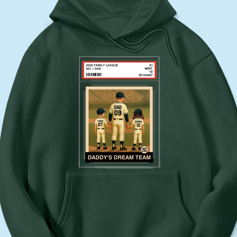 Baseball No. 1 Dad Grandpa Man & Kids Trading Card Style Personalized Shirt