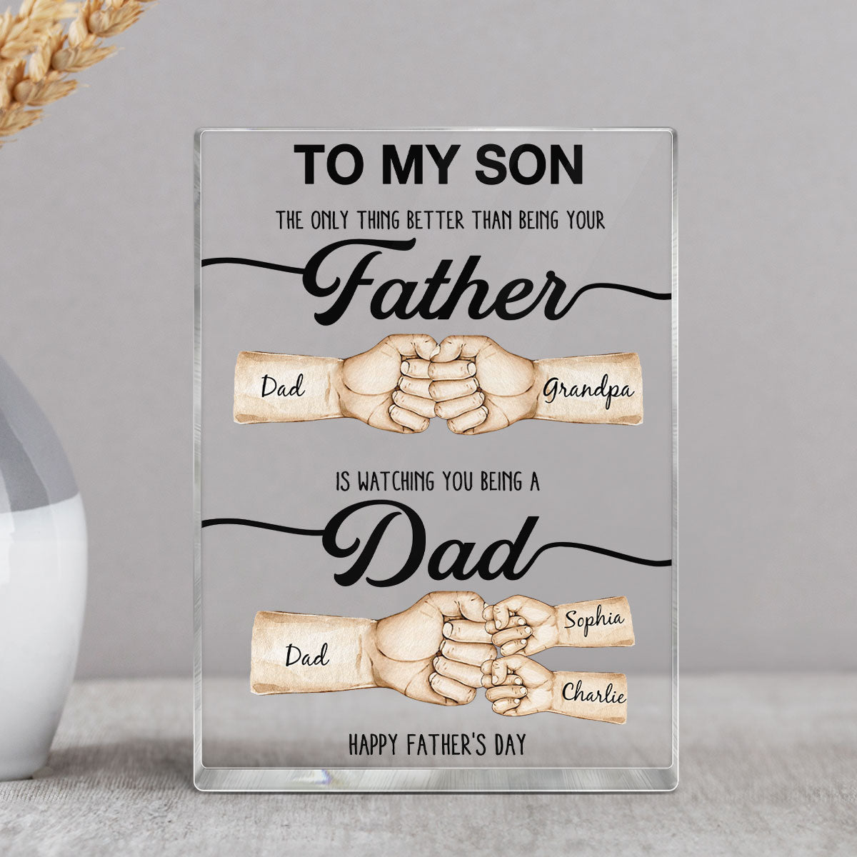 The Only Thing Better Than Being Your Father Fist Bump Personalized Acrylic Block, gift for Son from Dad