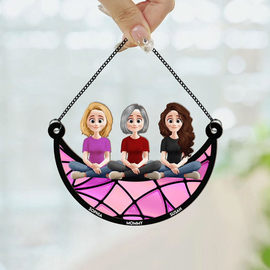 Mom And Her Children - New Style - Personalized Window Hanging Suncatcher Ornament