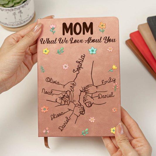 Mom What We Love About You - Personalized Leather Journal