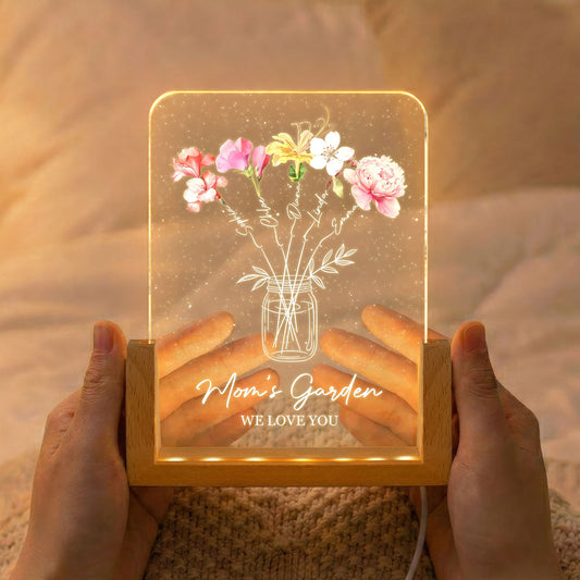Mom's Garden We Love You - Custom Kids' Birth Flowers - Personalized Night Light