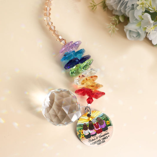 Mother Daughters Forever Linked Together - Personalized Ball Prism Suncatcher