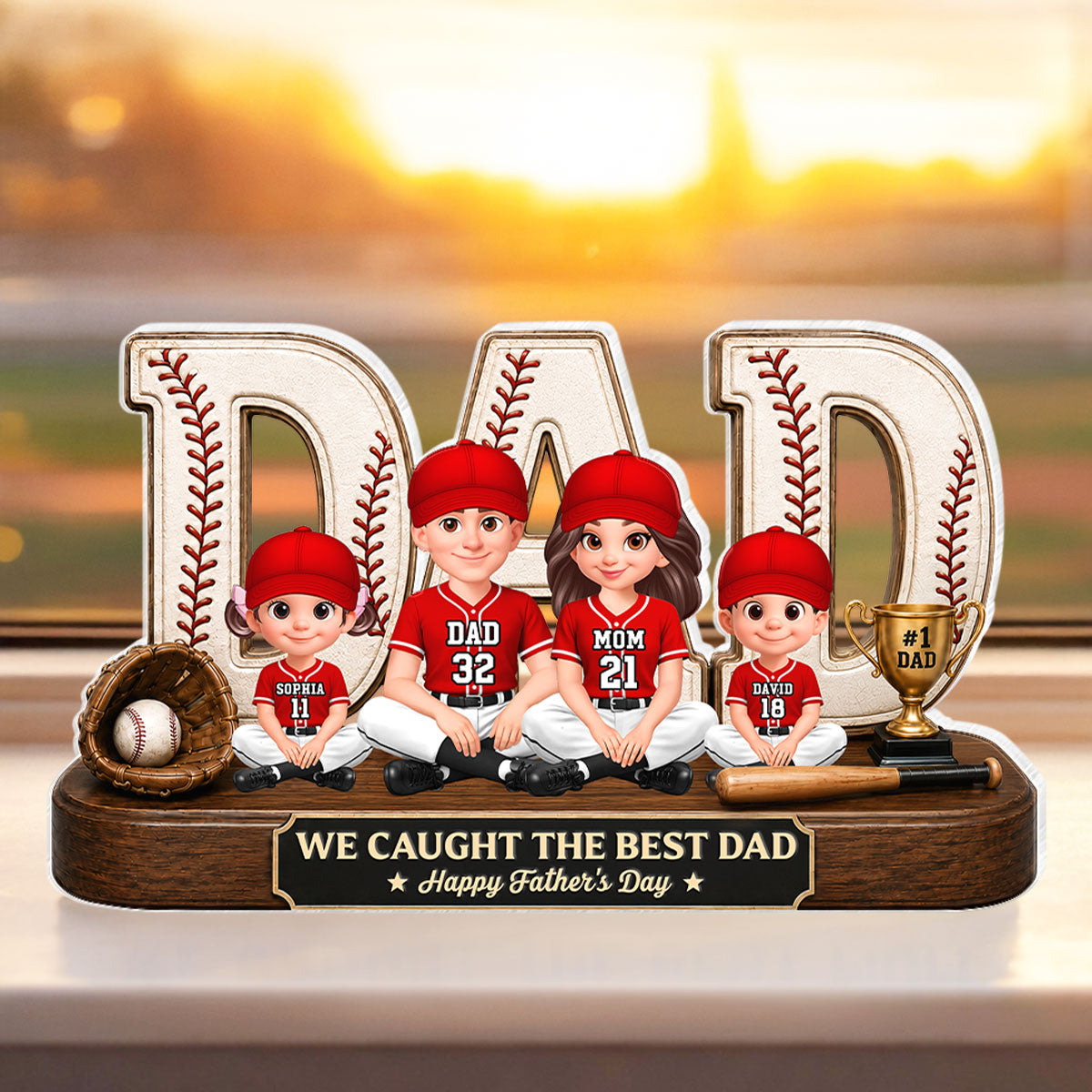 Baseball Legend Daddy's Dream Team - Personalized Acrylic Block Plaque - Gift For Dad
