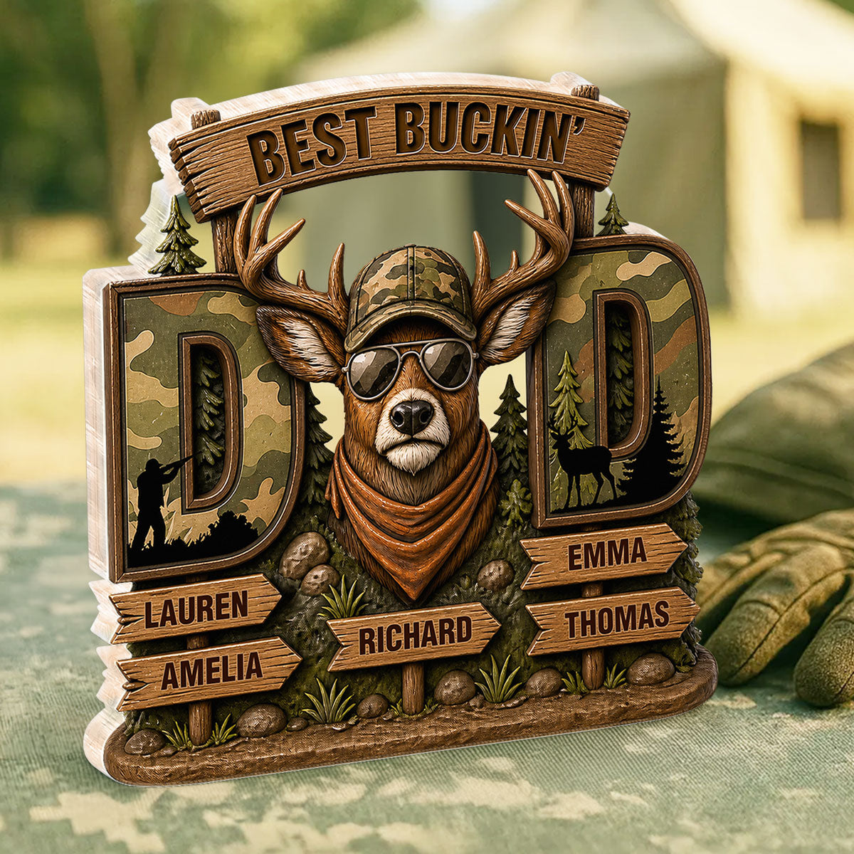 Best Buckin's Dad Hunting - Personalized Acrylic Block Plaque - Gift For Dad, Husband
