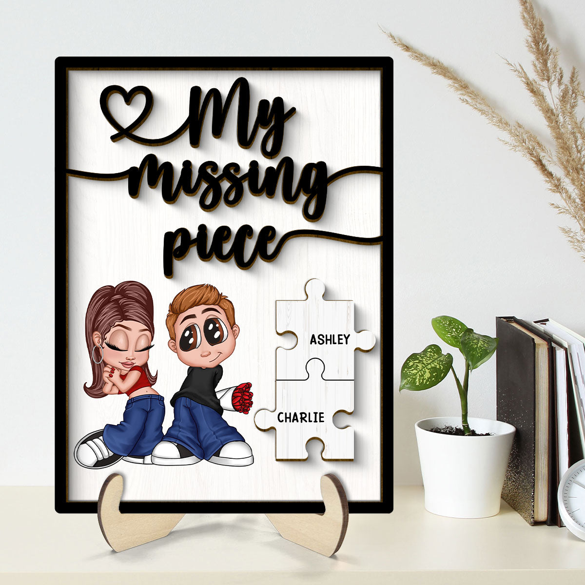 Y2K Couple My Missing Piece Personalized 2-layer Wooden Plaque, Gift For Him, For Her