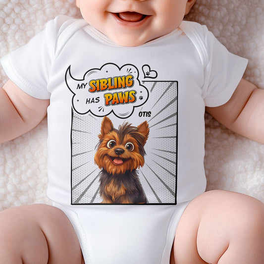 My Sibling Has Paws - Personalized Baby Bodysuit