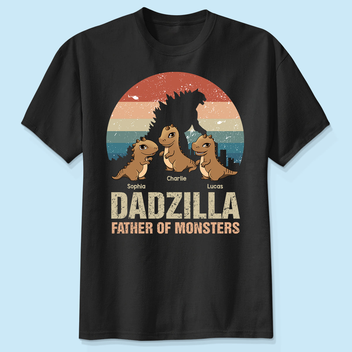 Dadzilla Retro Dinosaurs Personalized Shirt