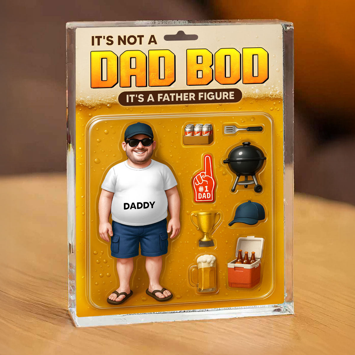 It's Not A Dad Bod, Father Figure Personalized Acrylic Block Plaque, Funny gift