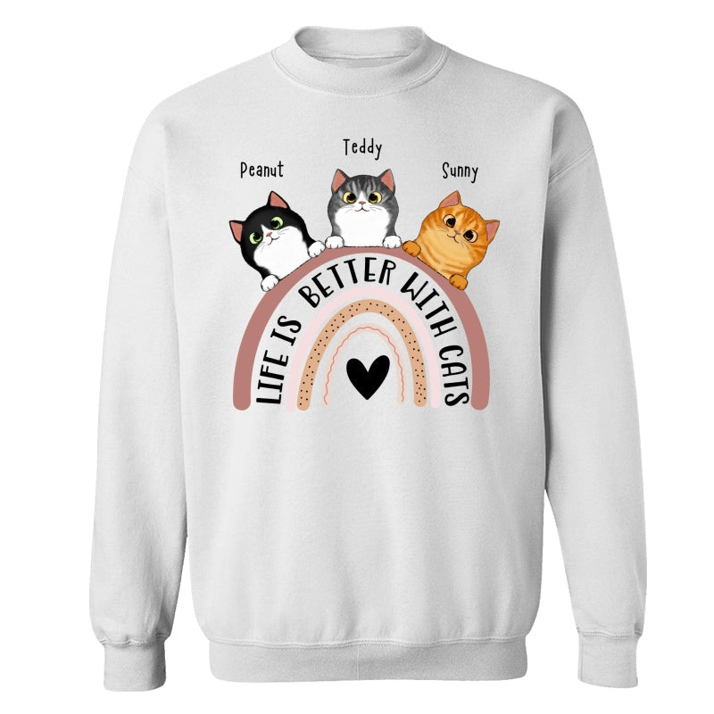 Life Is Better With Cats Boho Rainbow Personalized Shirt