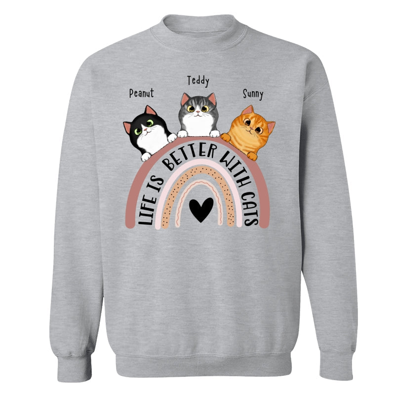 Life Is Better With Cats Boho Rainbow Personalized Shirt